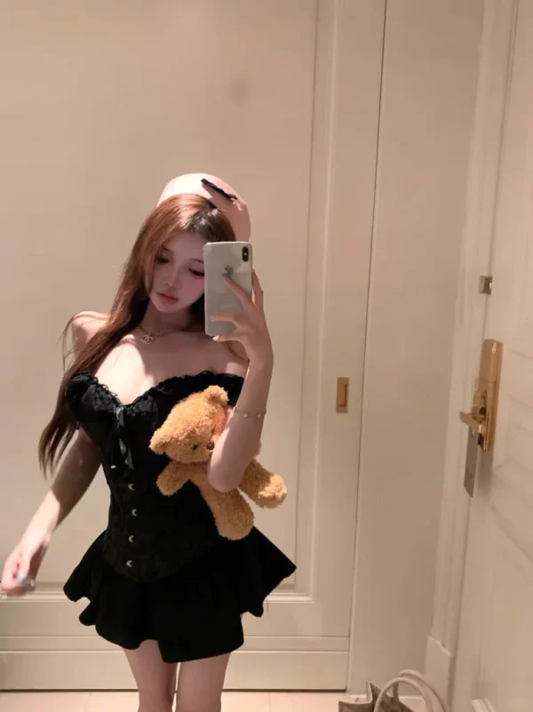 Black-Lacey-Vest-Top-Skirt-Two-Pieces-Set-S-M.webp Black Lacey Vest Top + Skirt Two Pieces Set (S, M)