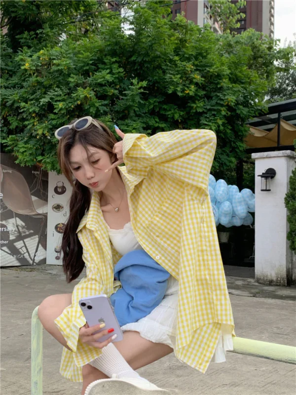 Ginham-Long-Sleeve-Shirt-Yellow-Blue-3.webp Ginham Long Sleeve Shirt Yellow/ Blue