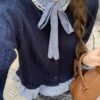 Navy-Pearl-Collar-Uni-Knitted-Long-Sleeve-Top2.jpg Navy Pearl Collar Uni Knitted Long Sleeve Top